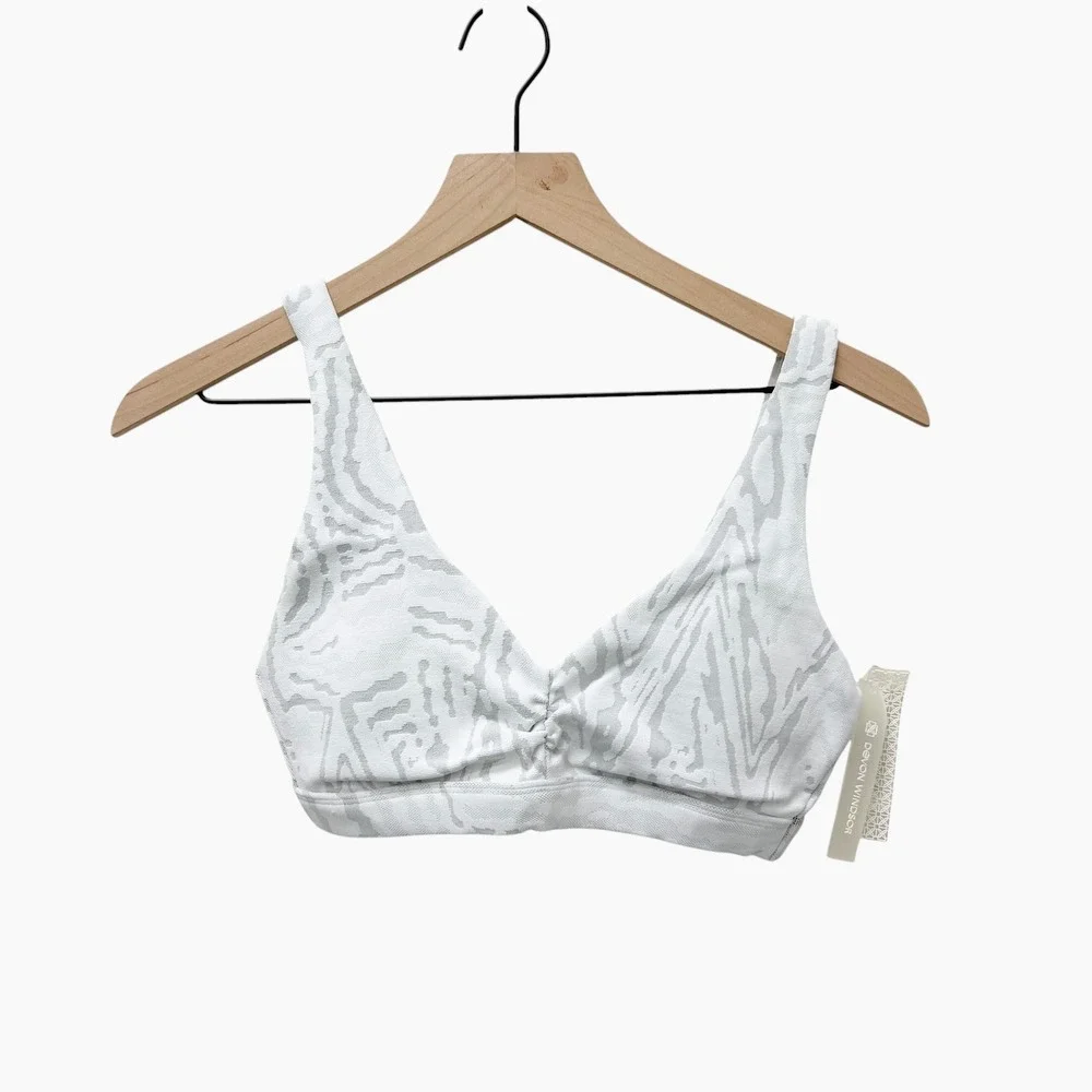 Devon Windsor Lisa Bra Blanco White Grey Zebra Jacquard Sports Bra Small NEW - Picture 3 of 6